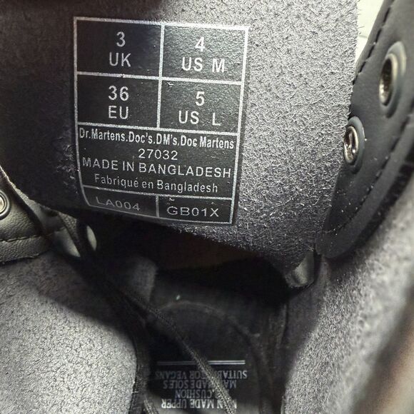 Dr. Martens 27032 Women Mono Vegan Leather Combat Boots Black Lace Up Size 5 NEW - Picture 7 of 11